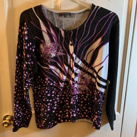 🍁Pierre New York purple black n white sweater shirt 1X - Picture 11 of 11
